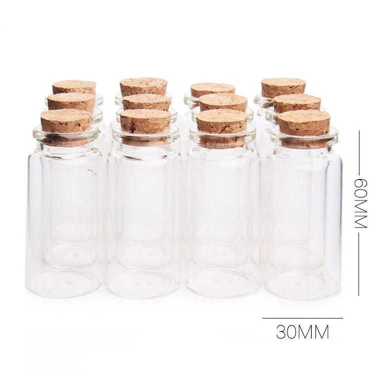 5ml Mini Small Glass Jars Wedding Vials Clear Cork Stopper Tiny Favor Containers Jewelry Messages 30ml 15ml 12ml Capacity