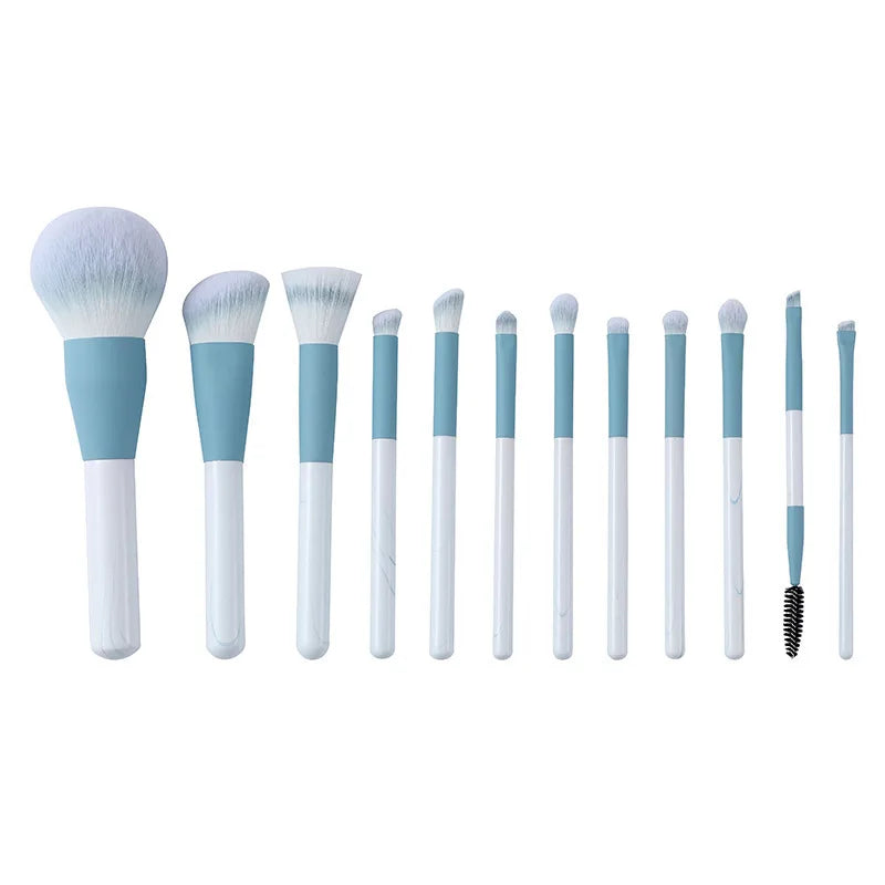 YUE Hot Style Recommended 12 PCS Clear Sky Face Makeup Brush Set Super Soft Synthetic Hair Beginner Beauty Tools Wholesale