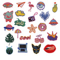 Iron on Embroidered Summer Holiday Style Computer Leaf  Flamingo Eye Umbrella Patches for Clothes Bag Decoration