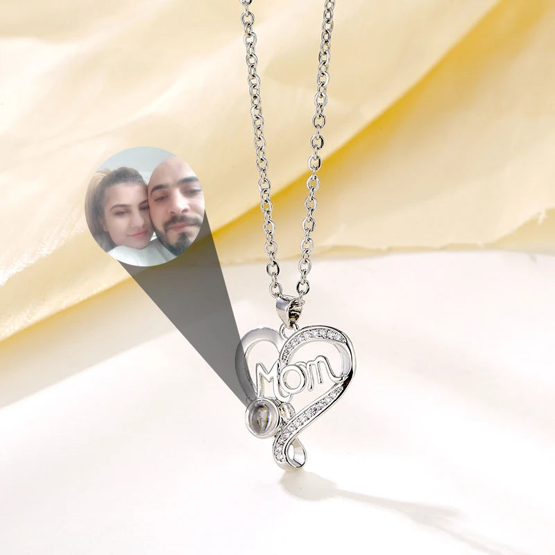 Hollow Heart Shaped Pendant Necklace Personalized Customized Photo Projection Pendant Necklace for Women Party Occasion