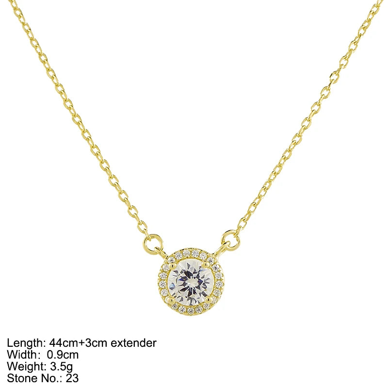 Silver Jewelry Crystal Necklace Set With Big Cubic Zircon Charm Necklaces for Women