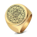 Factory Fashion Ring Circle Large Width Seven-Pointed Star Ring 18k Gold Plated Stainless Steel Gold Men's Ring Jewelry
