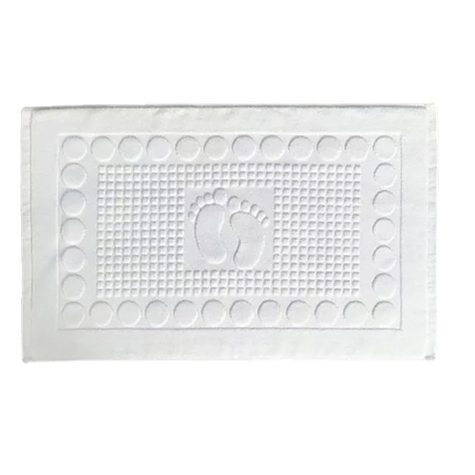 100% Cotton Thick Water Absorbent Hotel Bathroom Jacquard Footprint Bath Mat