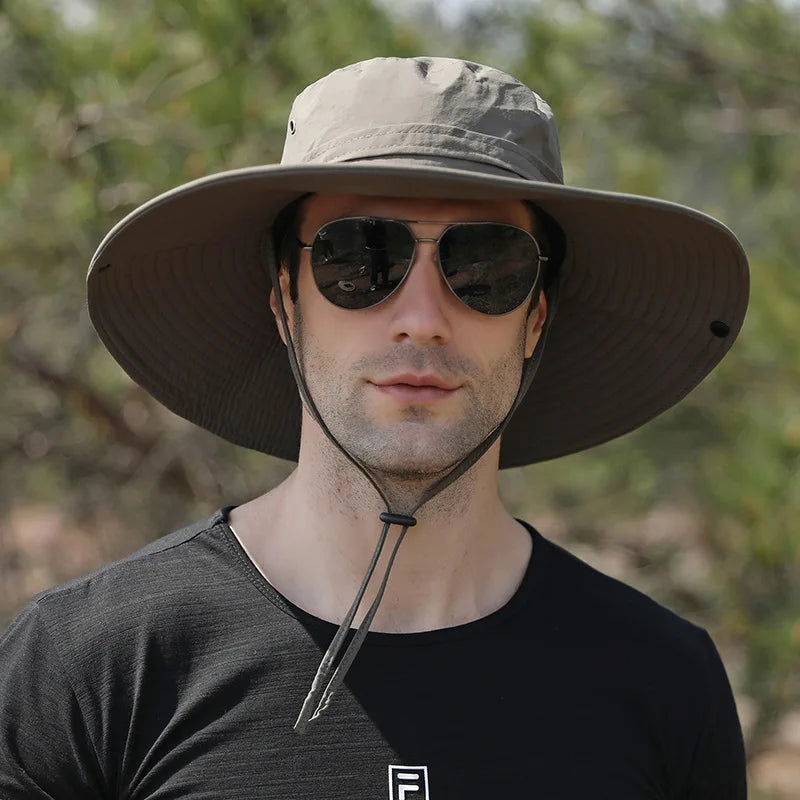 New Style High Quality Summer Outdoor Sunshade Solid Colour Waterproof Bucket Hats for Men
