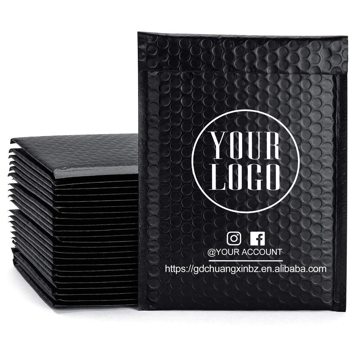 ZGCX Strong Adhesive Black Poly Bubble Mailer Film Envelope Bag Biodegradable Cosmetic Packaging