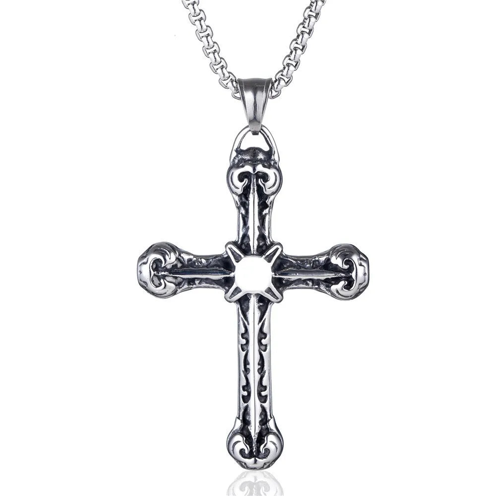 Cross Necklace Long Stainless Steel Trendy Men's Pendant Hip-hop Street Personality Fashion Pendant Accessories Wholesale