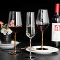 Eco-Friendly Durable Modern Handmade Plating Gold Stemmed Lead Free Clear Wine Goblet for Glass Drinkware 201-300ml