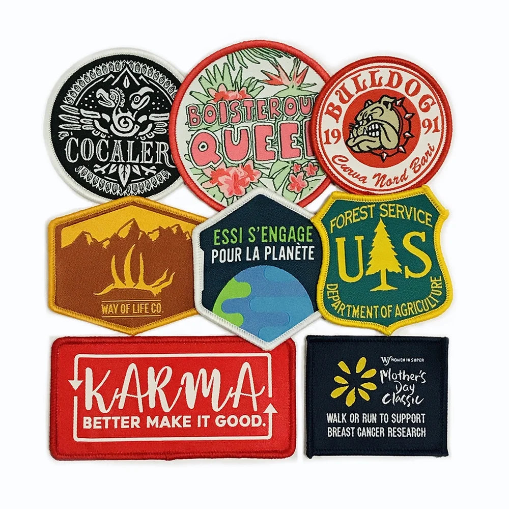 Custom Merrow Broder Patch Iron on Backing Woven Patch for Jacket