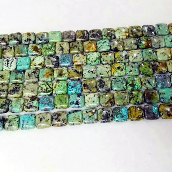 Wholesale Natural Smooth Gemstone African Turquoise Stone Square Shape Loose Beads for Jewelry Making