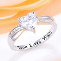 Huitan S925 Rhoudim Plated Heart Shaped Design Sparkling Crystal Zircon Band Rings for Women Wedding Rings 925 Sterling Silver