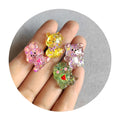 100PCS Clear Glitter Bear Rabbit Dinosaur Cartoon Animal Flat Back Resin Embellishments Cabochons for Hairpin DIY Craft Charms