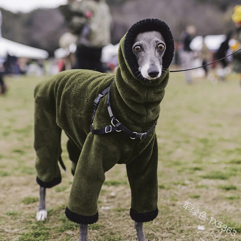 Warm Plush Solid Color High-neck Double-sided Flannel Thick Spliced Cotton Coat for Dogs