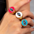 New Blue Rhinestone Eye Open Rings for Women Girls Vintage Finger Adjustable Ring Set Jewelry