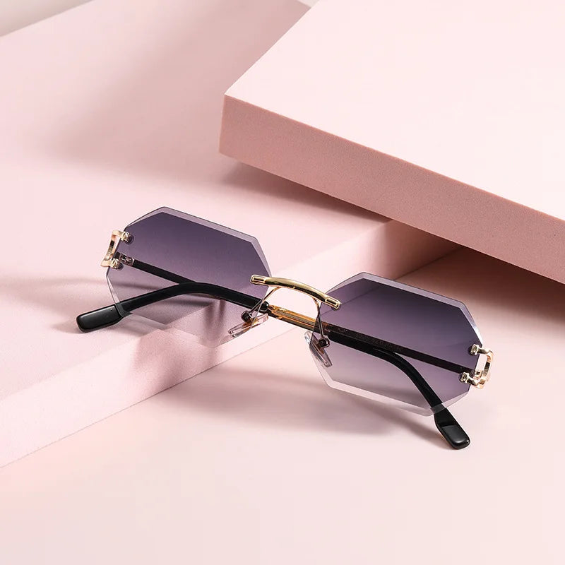 TEENYOUN New Arrivals Rimless Multi Colors Delicate Adjustable Rimless Metal Frame 2022 Small Rectangle Ocean Slice Shades