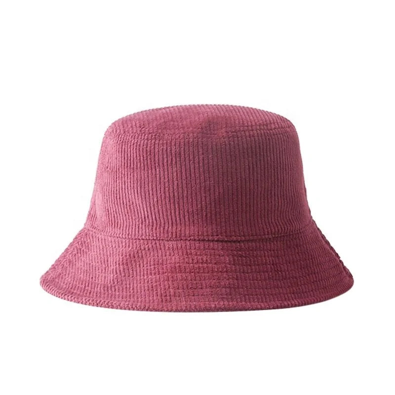 Fashion Unisex Corduroy Bucket Hat Lightweight Packable Winter Sun Hat for Beach and Travel