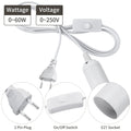 AC E27 Socket Extension Cable Led Lamp Bulb Bases US Plug on off Switch Wire for Pendant Hanglamp Holder 2.4M 4M