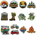 New Design Wild Adventure Theme  Iron on  Embroidery Hiking Boots  Bike Mountain Patch for Clothes Backpack Decoration
