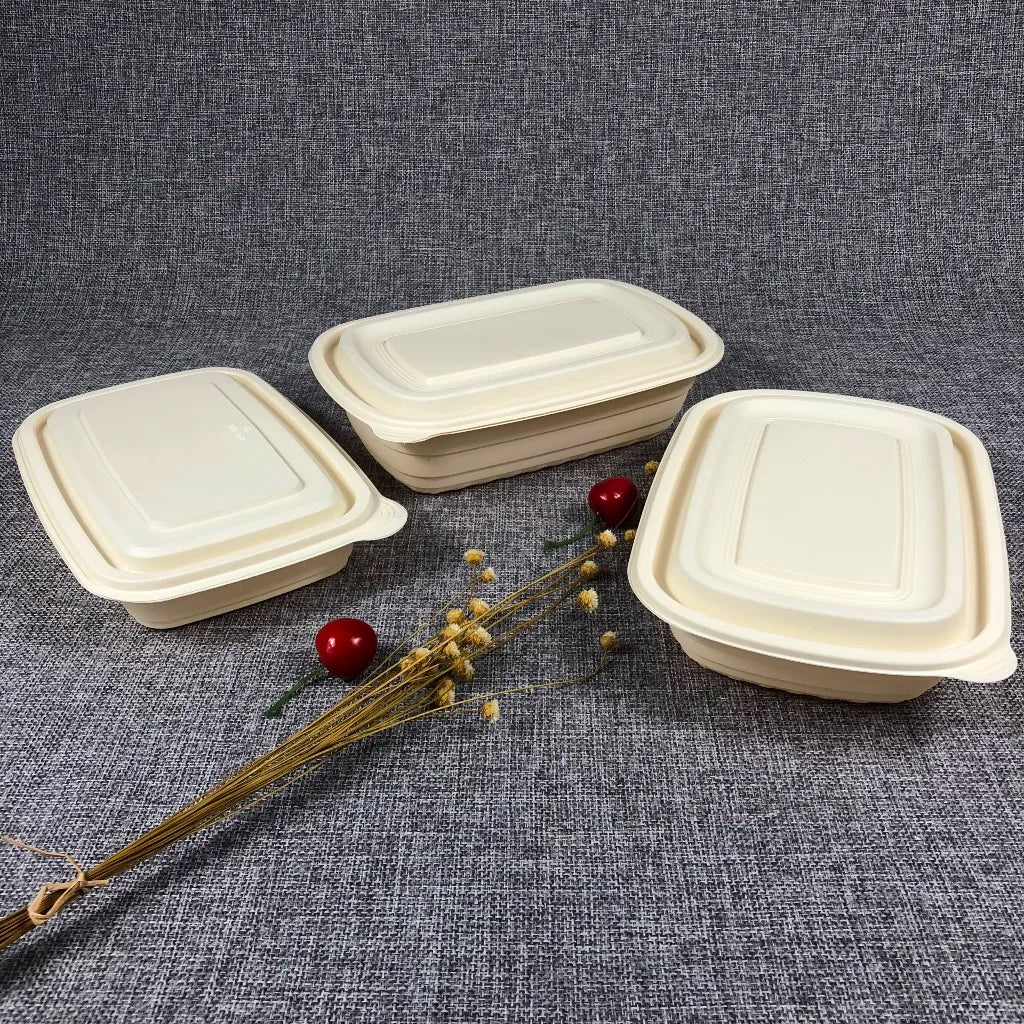 C19 Promotion 15%off Biodegradable Cornstarch Food Container Lid 2 Compartment Microwave Safe EU/LFGB Certified Customizable