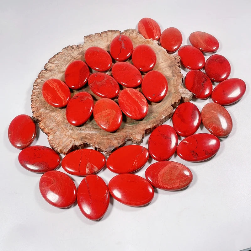 Hongzhuo Hot Selling Spiritual Healing Polished Red Jasper Crystals Oval Palm Stone for Lucky