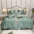 OEM/ODM king Size Green Duvet Cover 100% Lyocell Fiber Quilt Cover Luxury Embroidery Bedding Sets