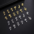 Stainless Steel Birth Month Flower Charm Mini Gold Plated Month Flower Pendant  Jewelry Accessories for Necklace Bracelet