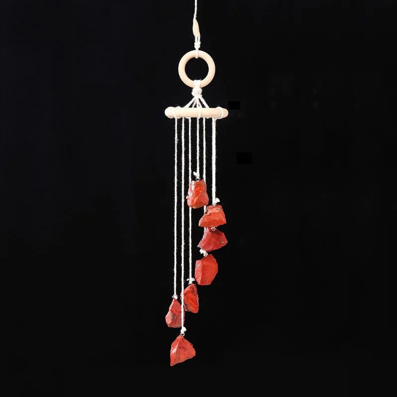 Wholesale Handmade Natural Amethyst Rose Quartz Crystal Raw Stone Wind Chime with Paper Box
