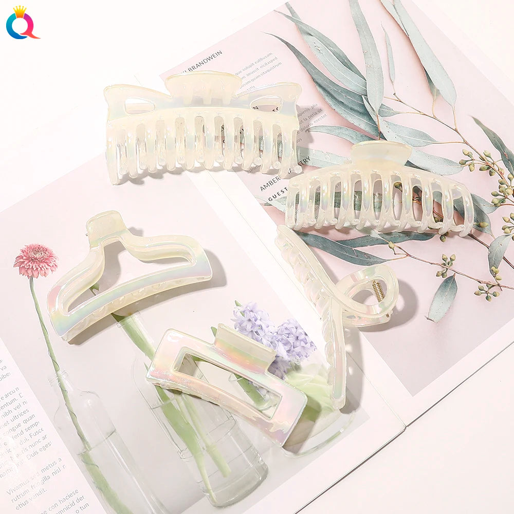 Half Transparent with Little rainbow Color Hair Claw Clip Women Hair Accessories