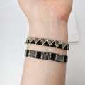 Handmade Bohemian Ethnic Style Woven Brown Bracelet Miyuki Beads Geometric Design Trendy Fashion Brown Beaded Men's Bracelet