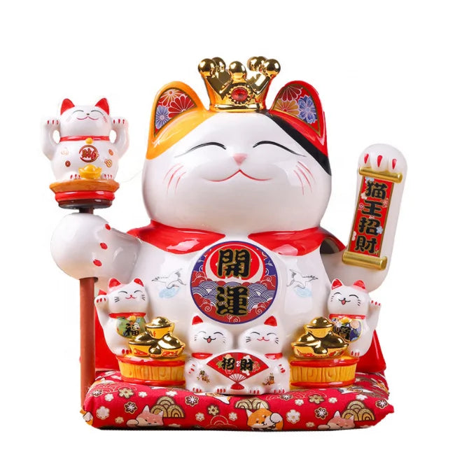 Huge 11 Inch Electric Waving Arm  Big Size Automatic Shaking Hand Lucky Cat king Maneki Neko for Business Store Opening