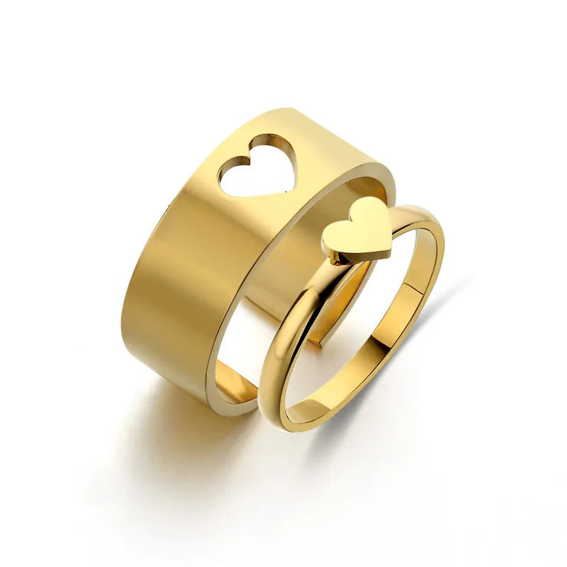 GT Stainless Steel Heart Couples Ring Jewelry Wedding Engagement Band Butterfly Cross Rings for Lovers