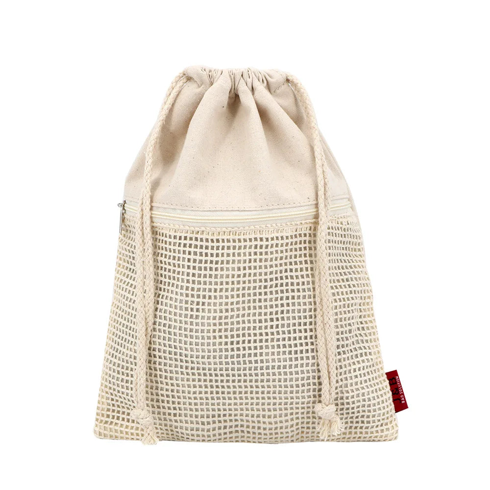 Travel Organizer Makeup Drawstring Bag Calico Cotton Mesh Pouch With Private Label Natural Canvas Eco-friendly Cosmetic Pouch MegaBDM