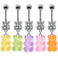 Cute Bear Belly Ring Crystal Pink Navel Belly Button Ring Top Selling Jelly Bear Belly Piercing Jewelry for Woman