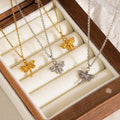 Statement 304 Stainless Steel Dragonfly Pendant Chain Necklace Gold Plated DIY Animal Bulk Jewelry Non-Tarnish Material