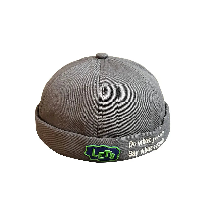 Korean Style Men and Women Canvas Cotton Sport Skull Cap S Patch Yuppie Streetwear Skullcap Sailor Cap