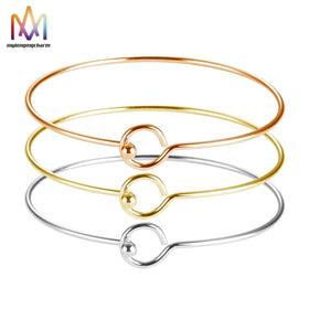 Openable Ball Loop Stainless Steel Round Circle Wire Wrapped Bracelets Wire Bangle Bracelet for Diy Jewelry