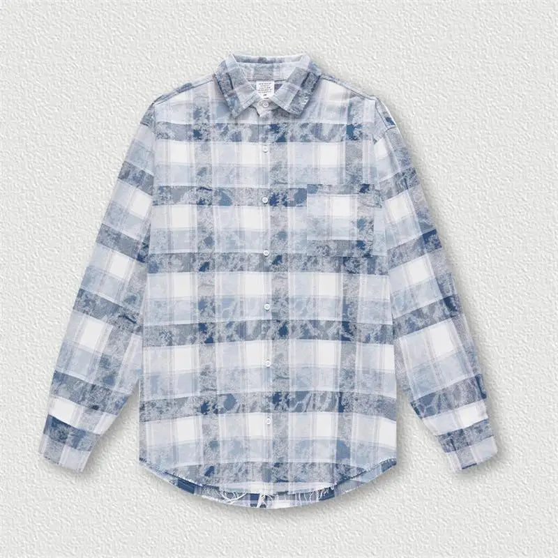 Wholesale Plaid Button Down Shirt Men Vintage Long Sleeve Shirt