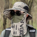 Quick-Drying Unisex Fishing Shawl Bucket Cap Camouflage Sunscreen Breathable Outdoor Travel Removable Bucket Hat With Face Cover