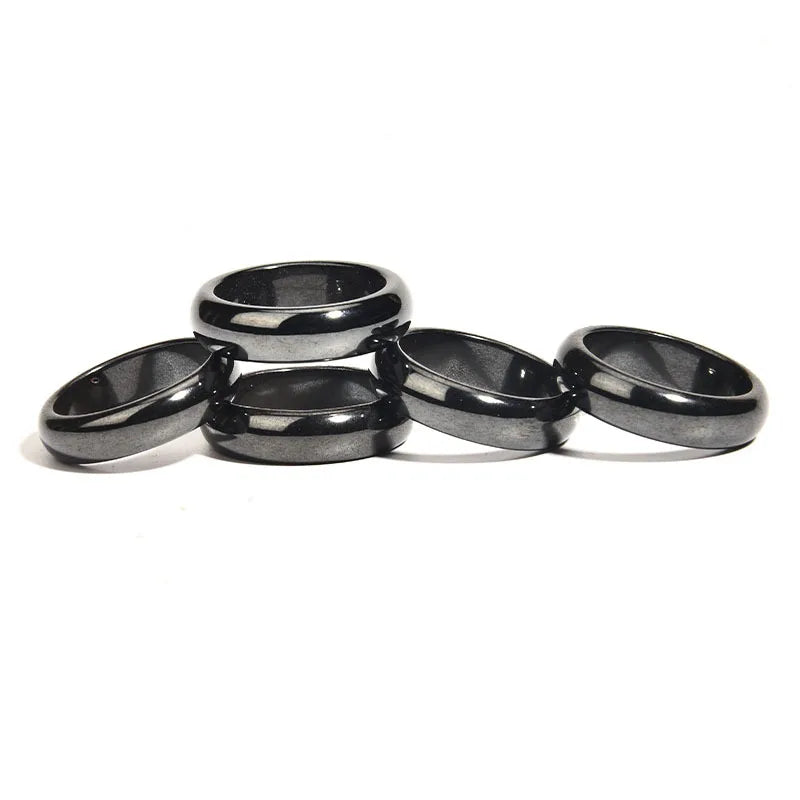 Curved Hematite Stone Rings for Women Men Unisex Magnetic Energy Balance Rings
