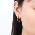 Chris April 316L Stainless Steel PVD Plated Gold Rectangular Hoops Earring