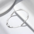 RINNTIN SB107-P Simple Men's and Women's Jewelry 925 Sterling Silver Plain Chain Flat Snake Bone Chain Bracelet