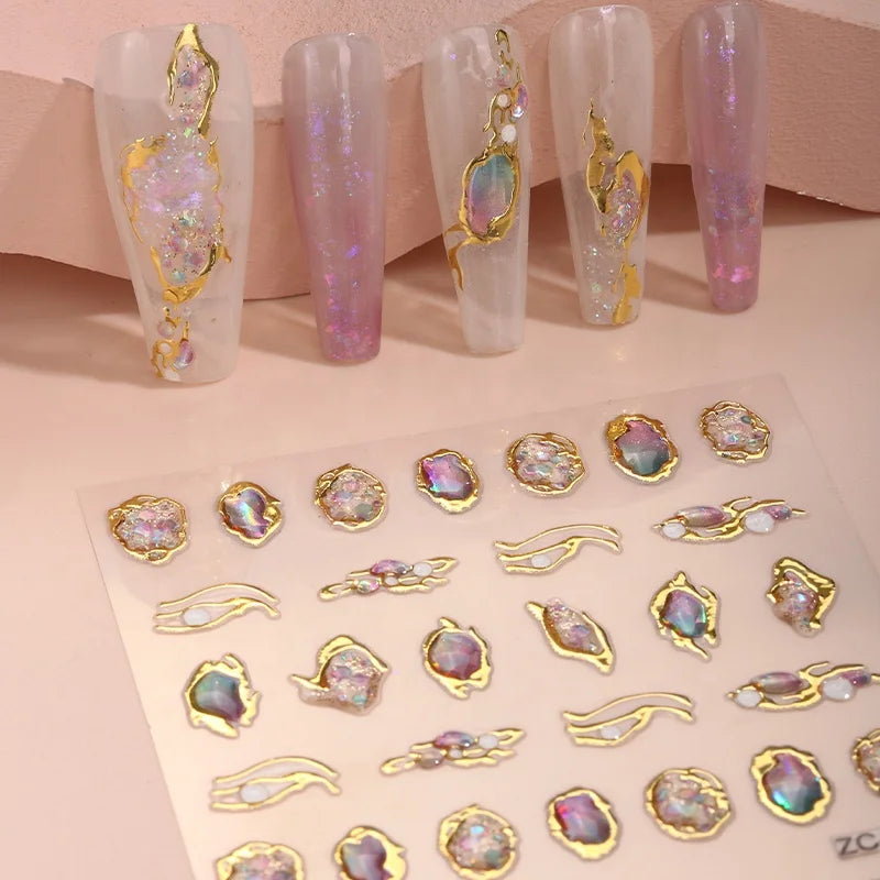 Factory Price Wholesale 5D Embossed Drill-proof Nail Sticker Supplier Beautiful Nail Art Designs Charms Stickers Nail Decals