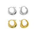FUAMAY Aretes De Plata 925 Silver 18K Gold Plated Thick Chunky Irregular Huggie Hoop Earrings
