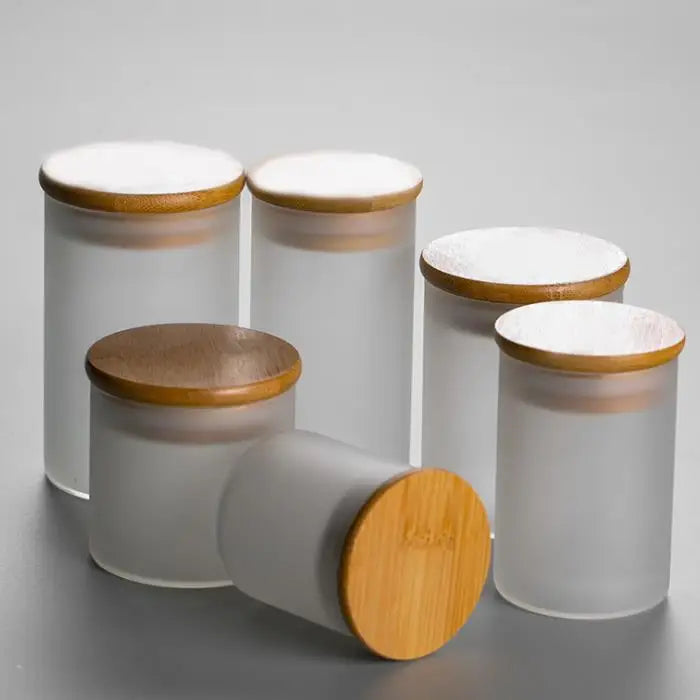 30ml 50ml 100ml 500ml 1000ml Glass Jar with Bamboo Lid for Food Frosted Glass Jar With Cork Lid & Wooden Spoon Bath Salt Jars