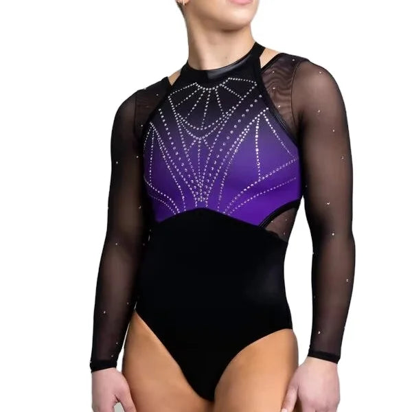 SNG Custom Girls Gymnastics Leotards Professional Competition Wear with Rhinestone Embellishments Free Design