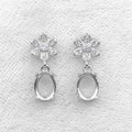 Sterling Silver 4*6/5*7/6*8mm Semi Mount Stud Eardrops Empty Support Blank Setting S925 Base Without Center Stone for DIY Inlay