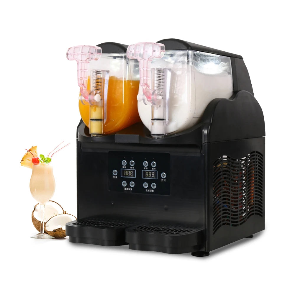 New Double Plastic Bowl Ice Juice Slush Machine Cold Drinking Dispenser Granizadora 3lx2 Mini Two Tank 2 Flavors Slush Machine