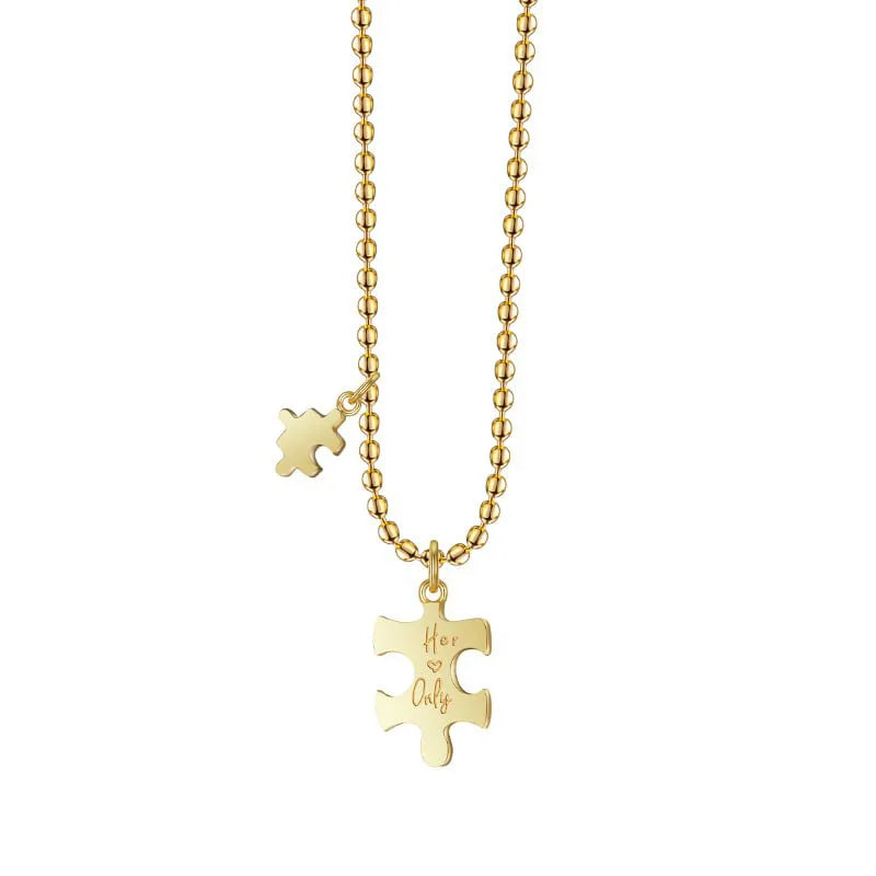 Colar Masculino Stainless Steel Jewelry Matching Puzzle Piece Necklace for Couple