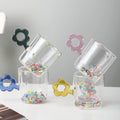 Cute Heat-resistant and Anti-scald Milk Tea Drinkware Transparent Coffee Double-layer Glass Milk Cup with Flower Handle