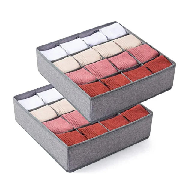 16-Grid Non-Woven Fabric Storage Box for Socks Underwear and Clothing Home Organiser for Bathroom Use