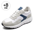 White Cow Leather Mesh Breathable Skateboard mens Sneakers Sports Running Walking Shoes Height Increasing shoes 8cm